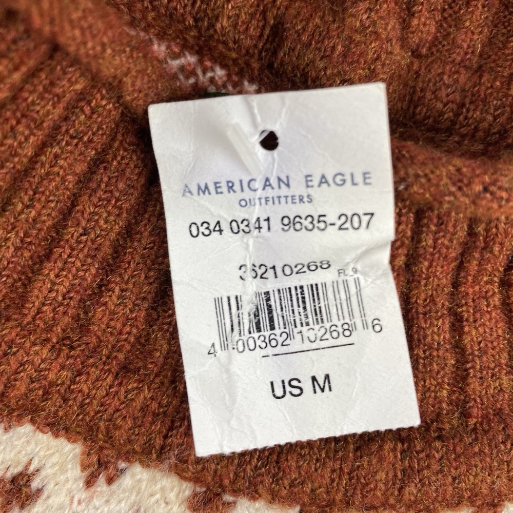 American Eagle Mock Neck‎ Cropped Fair Isle Pattern Close Knit Sweater Medium - Picture 10 of 16